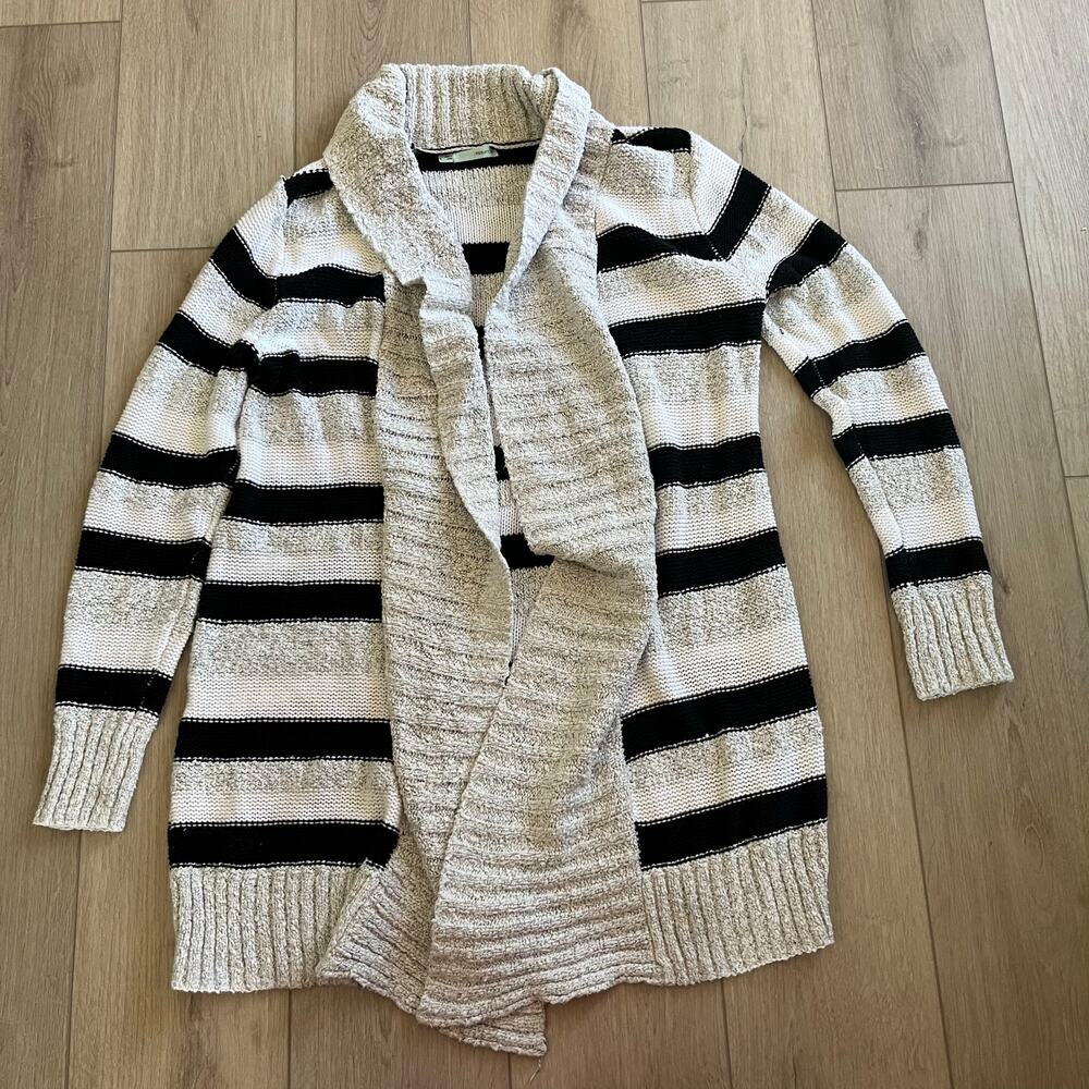 Maurices Women’s Gray, Black, White StripedLong Cardigan Size L
